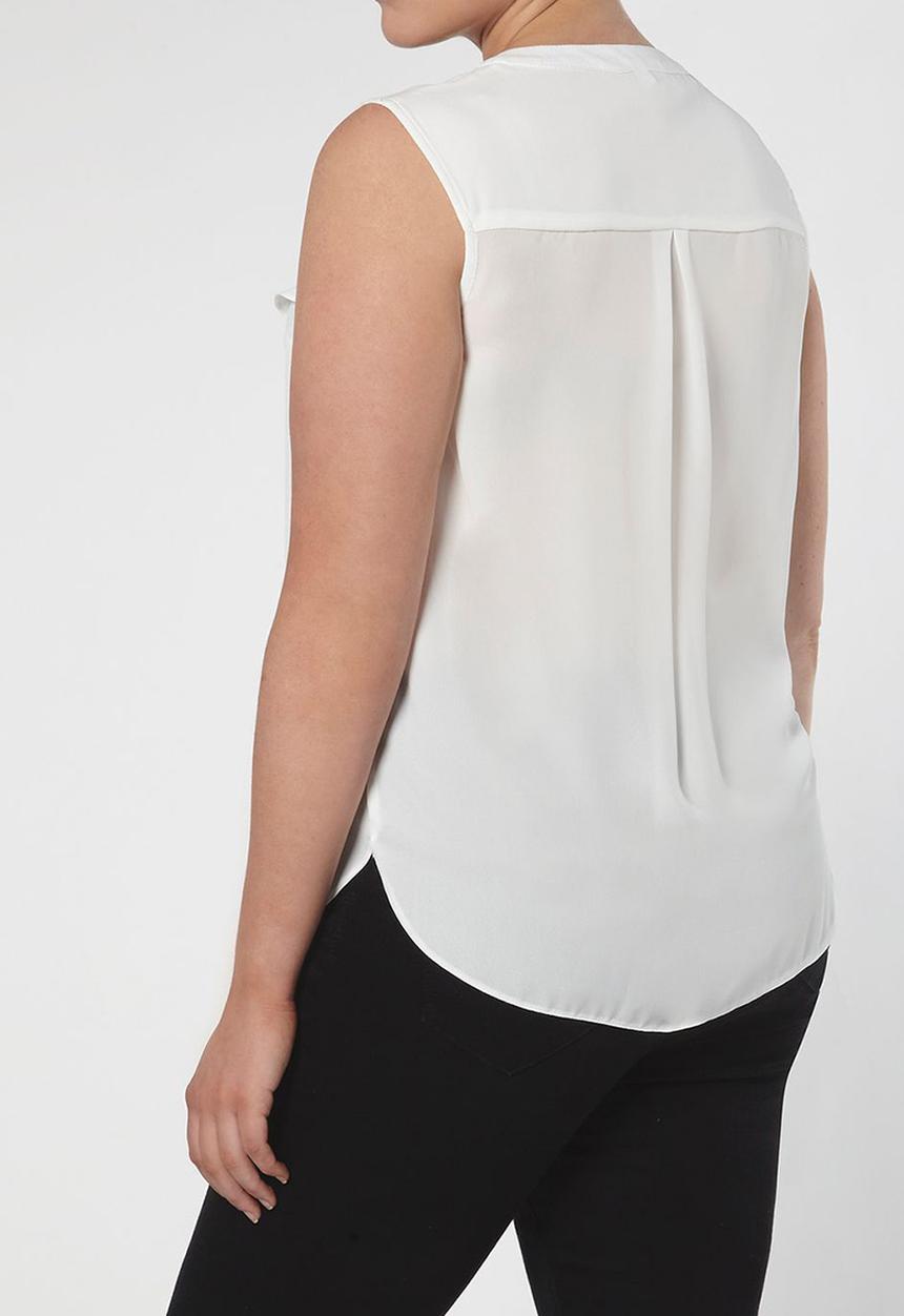 EVANS - Frill Sleeveless Blouse Cream