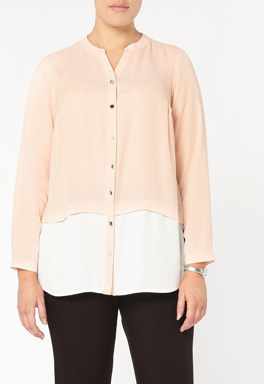 EVANS - Colour Block Shirt Pale Pink