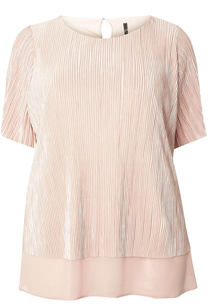 EVANS - Short Sleeve Pleated Top Pale Pink