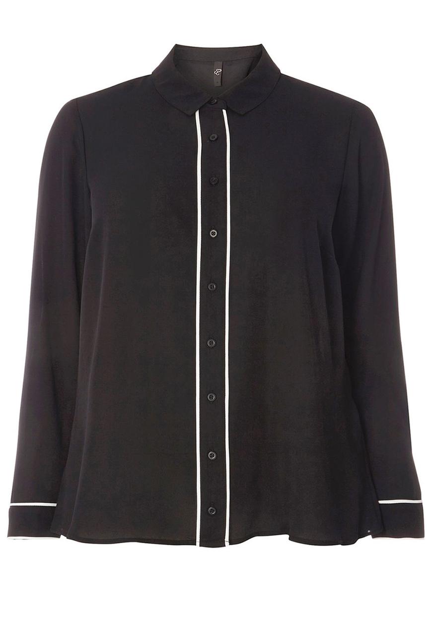 EVANS - Contrast Detail Shirt Black and White