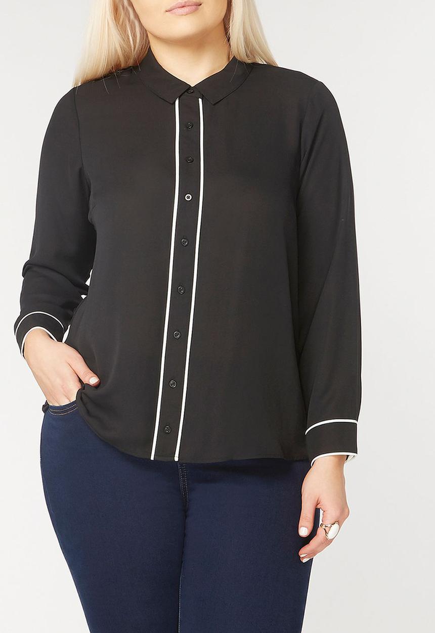 EVANS - Contrast Detail Shirt Black and White