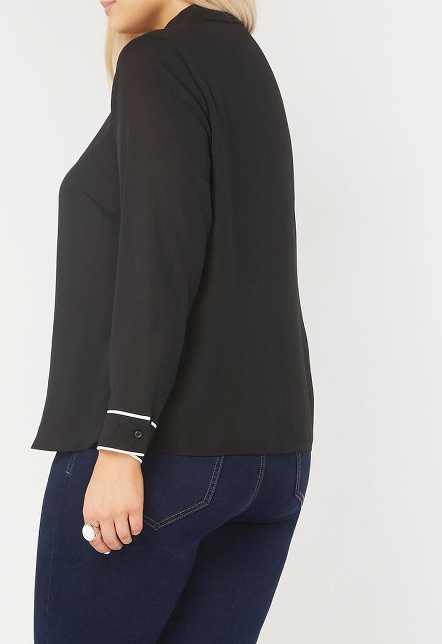 EVANS - Contrast Detail Shirt Black and White