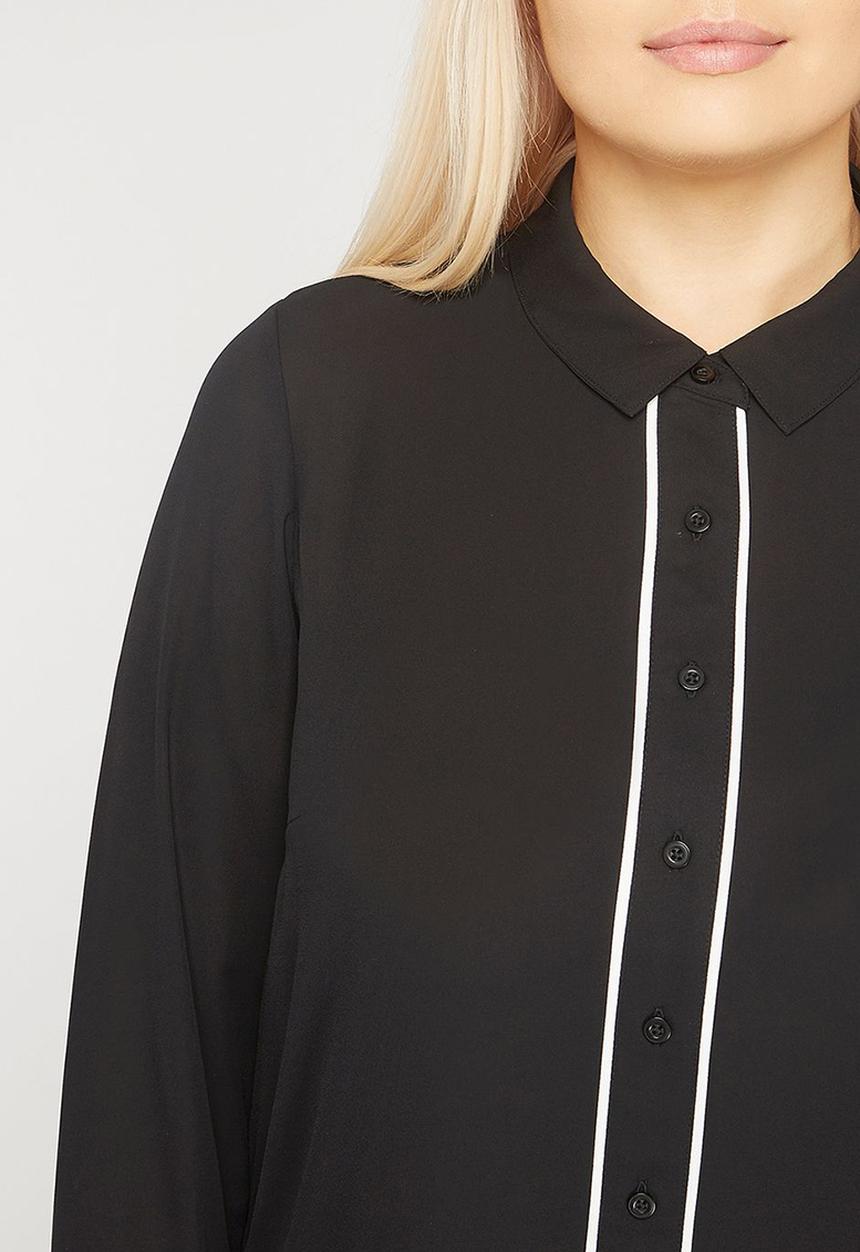 EVANS - Contrast Detail Shirt Black and White