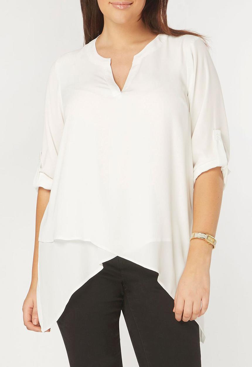 EVANS - Asymmetric Shirt Cream