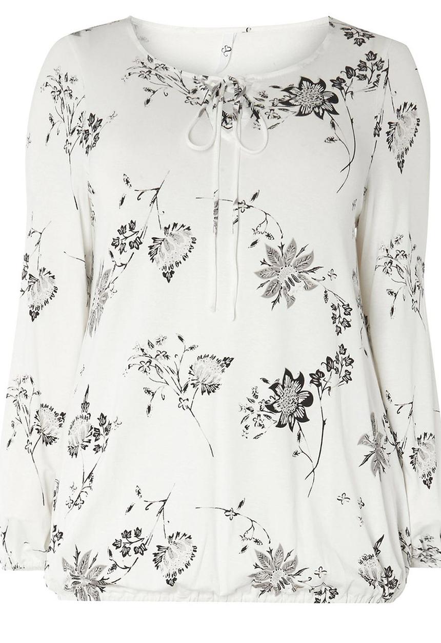 EVANS - All-over Print Blouse Black and White