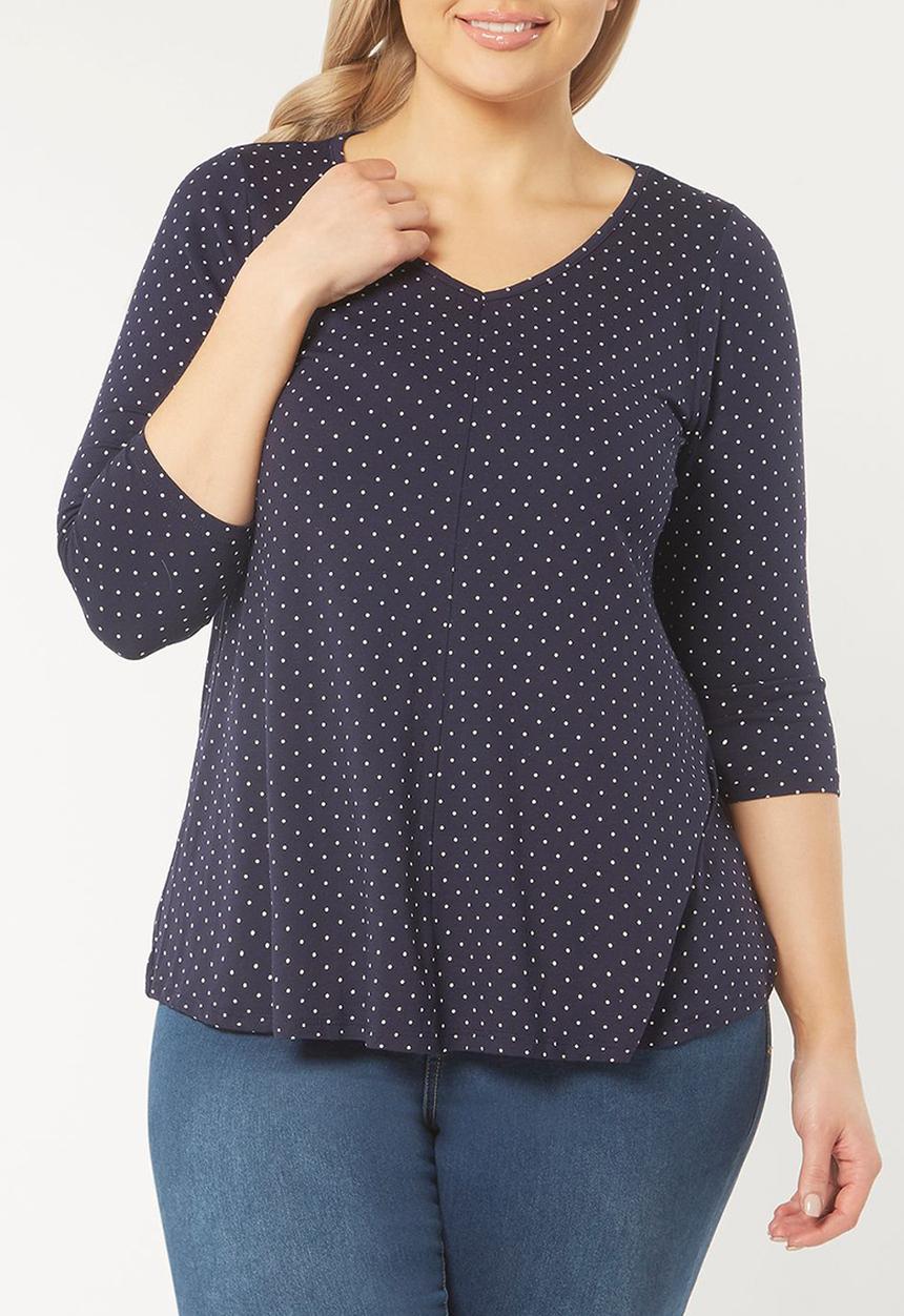 EVANS - Polka-dot Top Navy