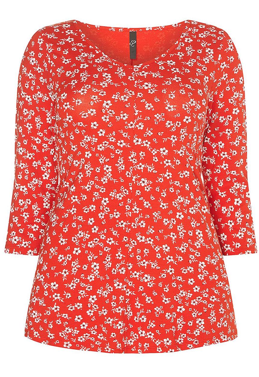 EVANS - Floral Print 3/4 Sleeve Top Multi-colour