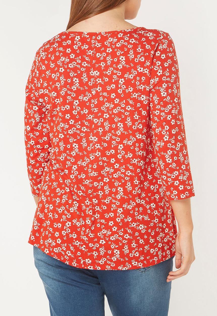 EVANS - Floral Print 3/4 Sleeve Top Multi-colour