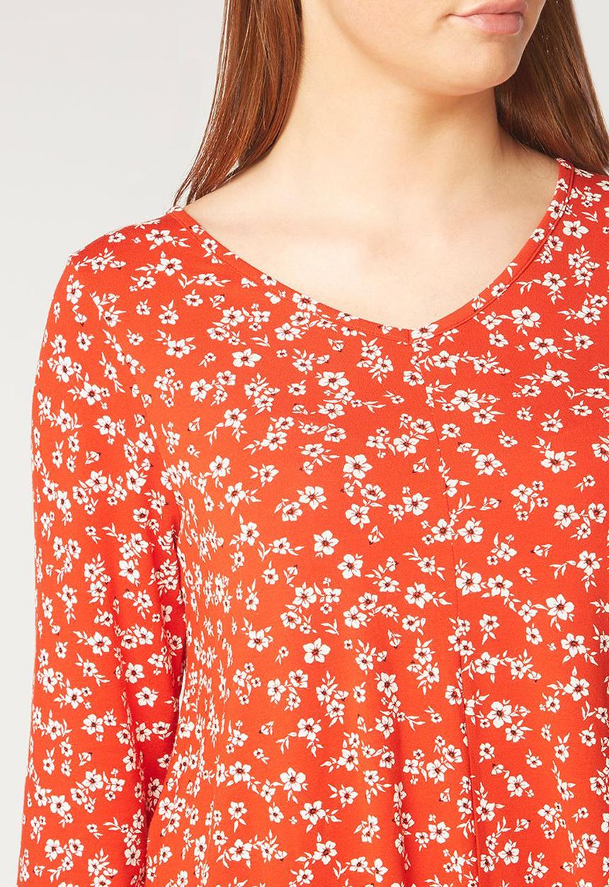 EVANS - Floral Print 3/4 Sleeve Top Multi-colour