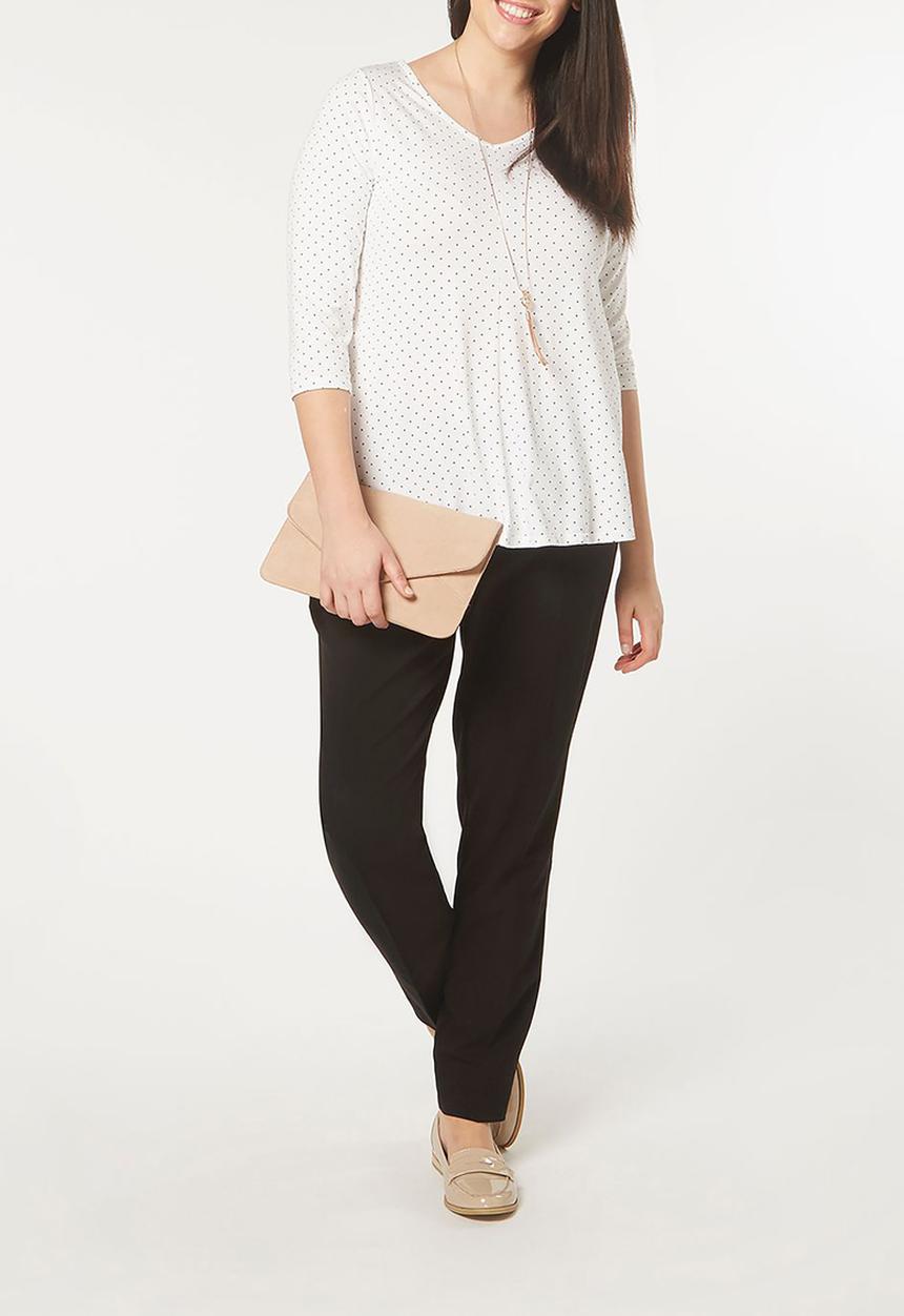 EVANS - 3/4 Sleeve Polka Dot Top Cream
