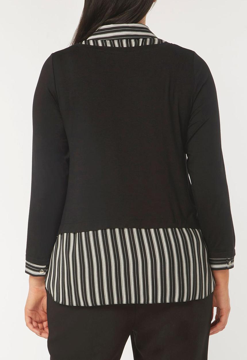 EVANS - Striped 2-in-1 Shirt Black and White