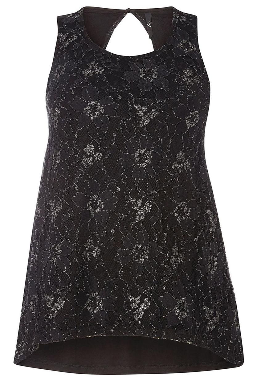 EVANS - Shimmer Lace Sleeveless Top Black