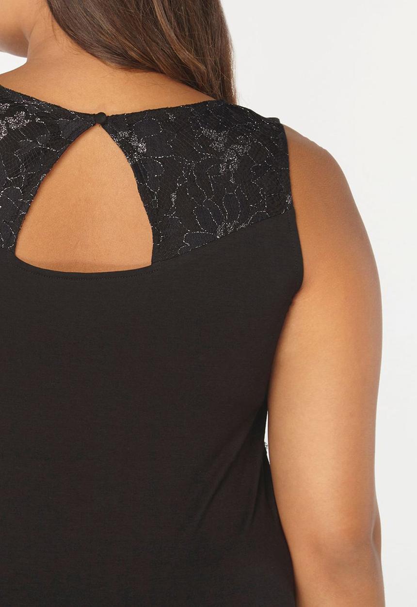 EVANS - Shimmer Lace Sleeveless Top Black