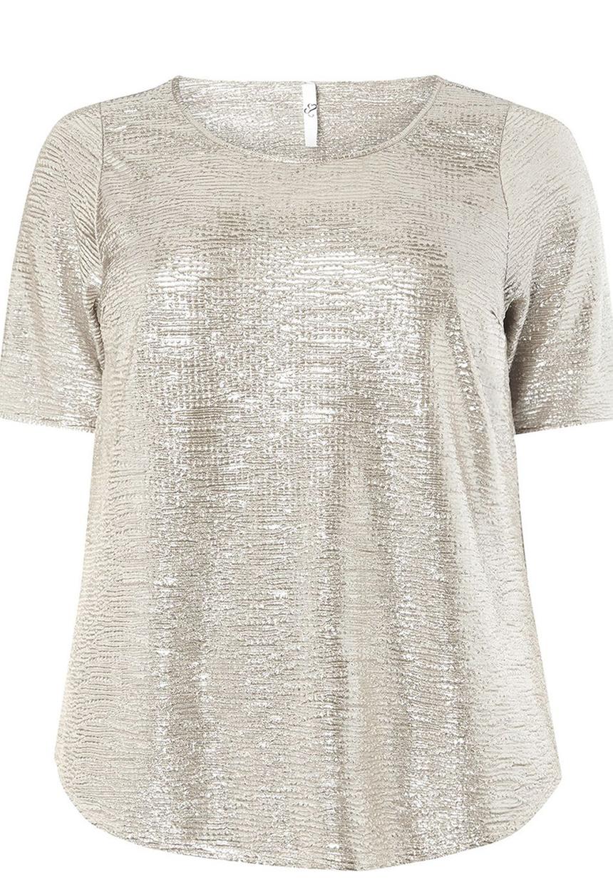 EVANS - Textured Shimmer Blouse Silver