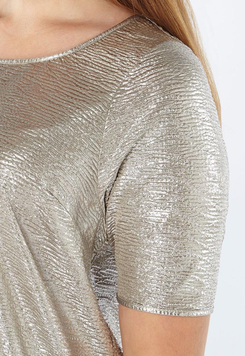 EVANS - Textured Shimmer Blouse Silver