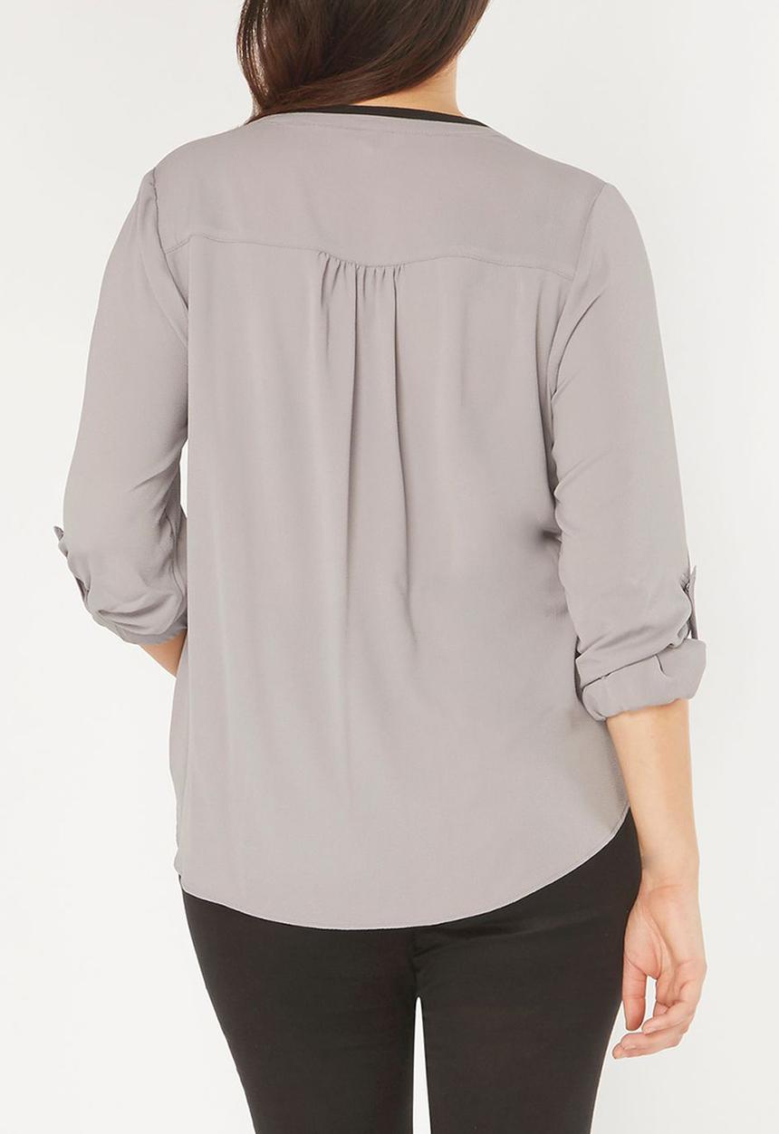 EVANS - Contrast Trim Shirt Grey