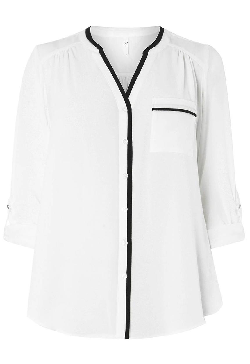 EVANS - Contrast Trim Shirt Black and White