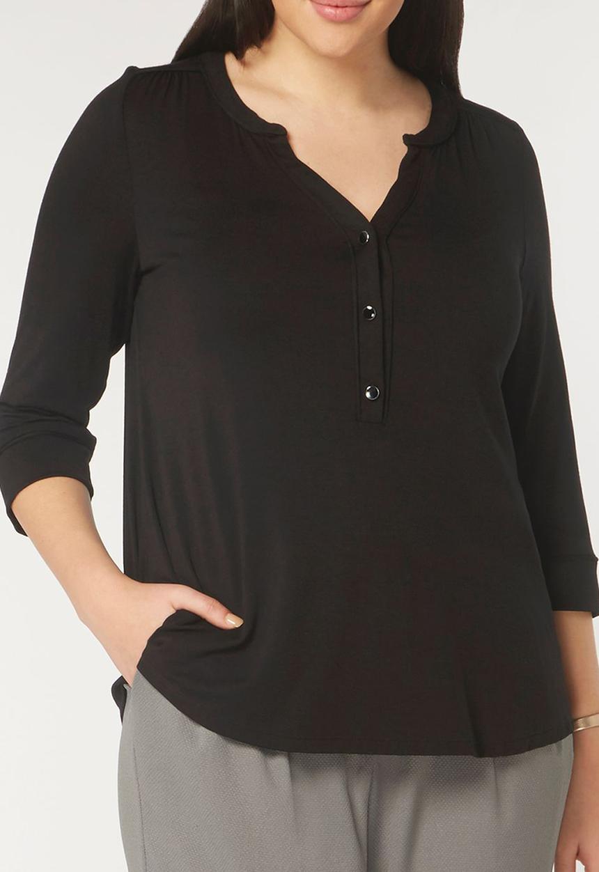 EVANS - 3/4 Sleeve Top Black