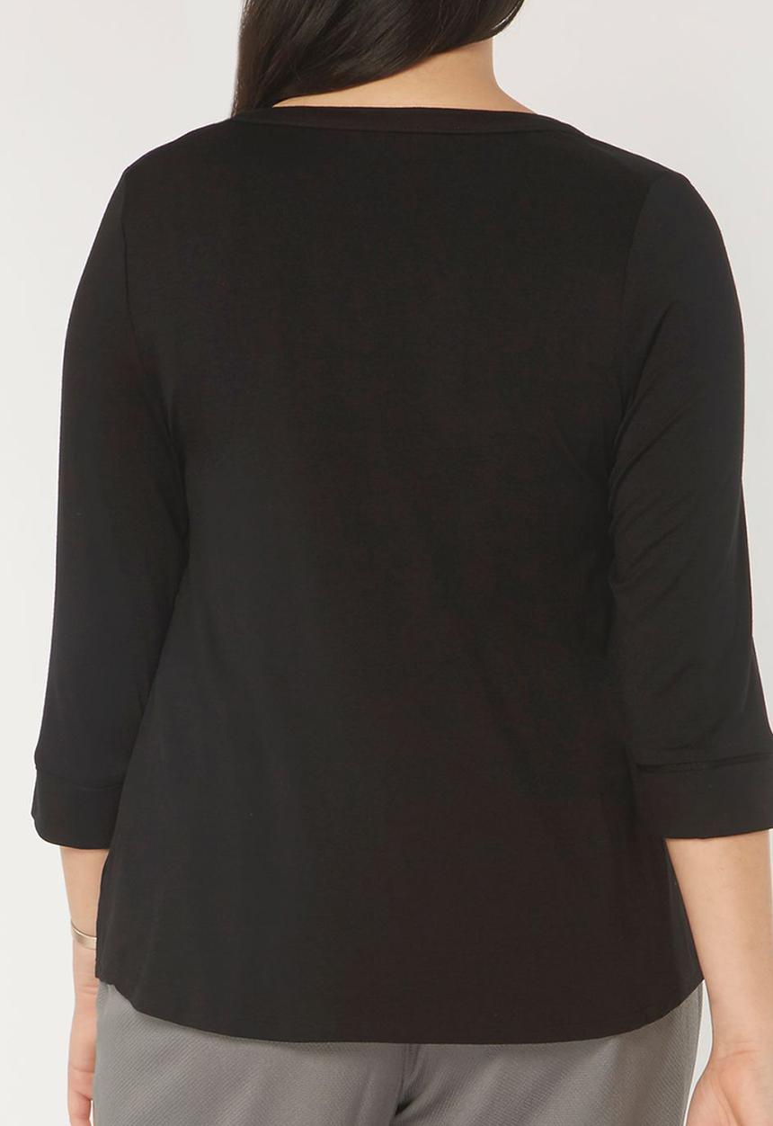 EVANS - 3/4 Sleeve Top Black