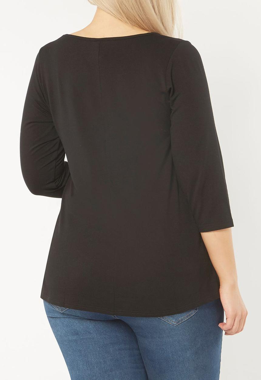 EVANS - V-Neck Easy Fit Top Black