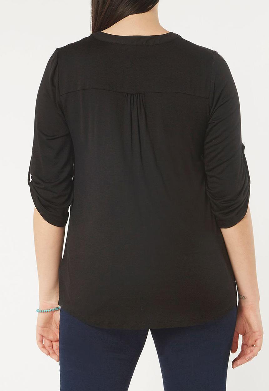 EVANS - Contrast Trim Shirt Black