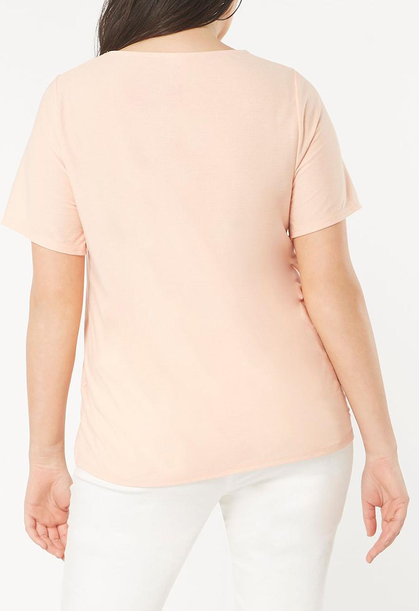 EVANS - Laser Cut Detail Top Pale Pink