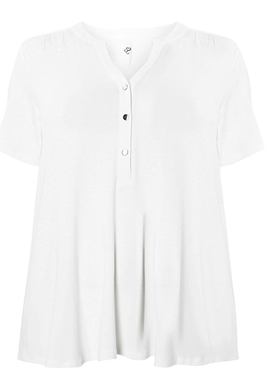 EVANS - Short Sleeve Jersey Shirt Cream
