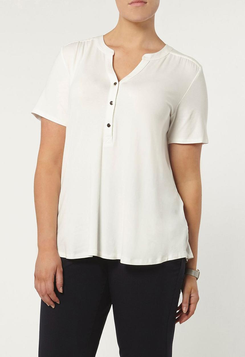 EVANS - Short Sleeve Jersey Shirt Cream