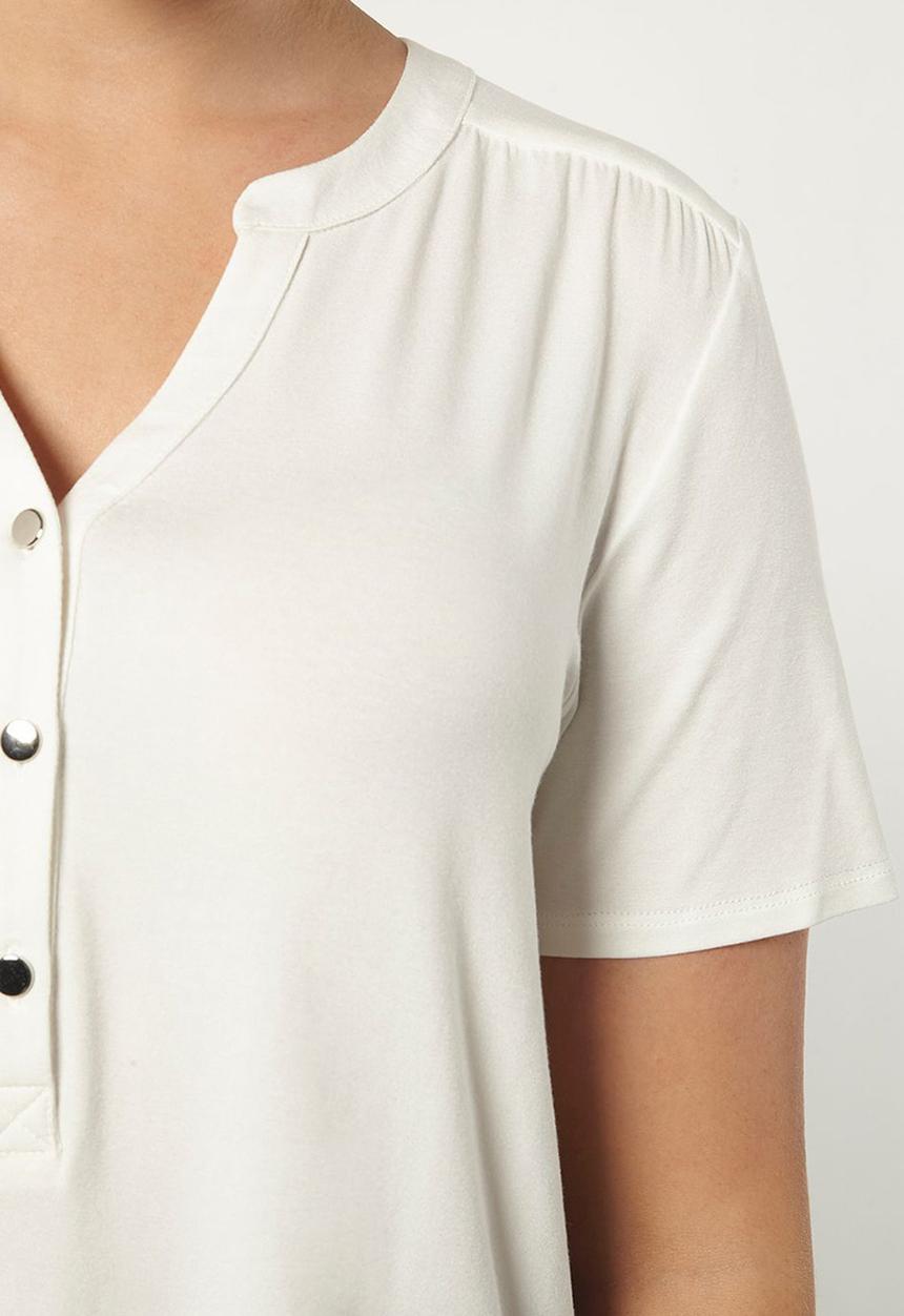 EVANS - Short Sleeve Jersey Shirt Cream