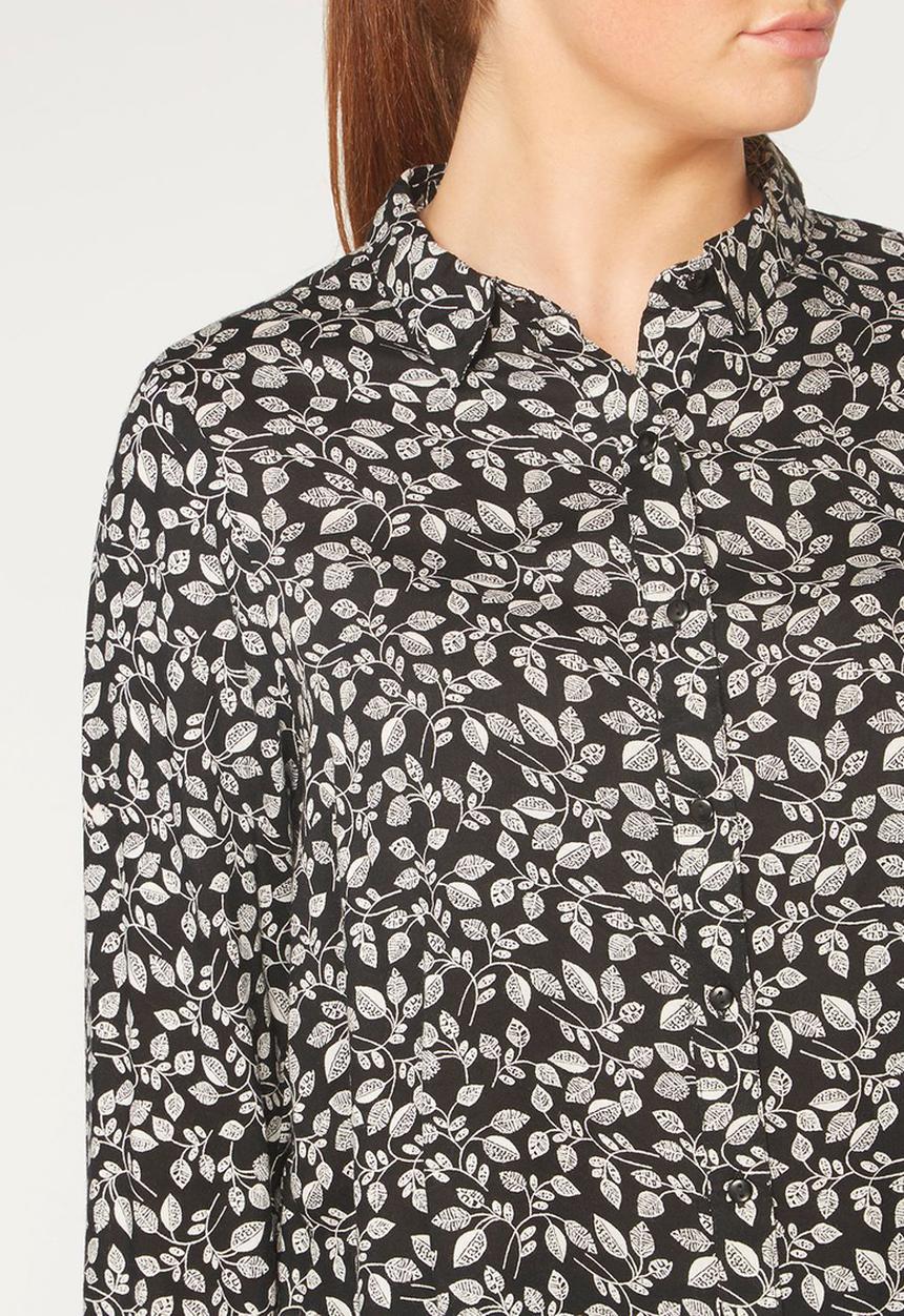 EVANS - Leaf Print Shirt Black and White