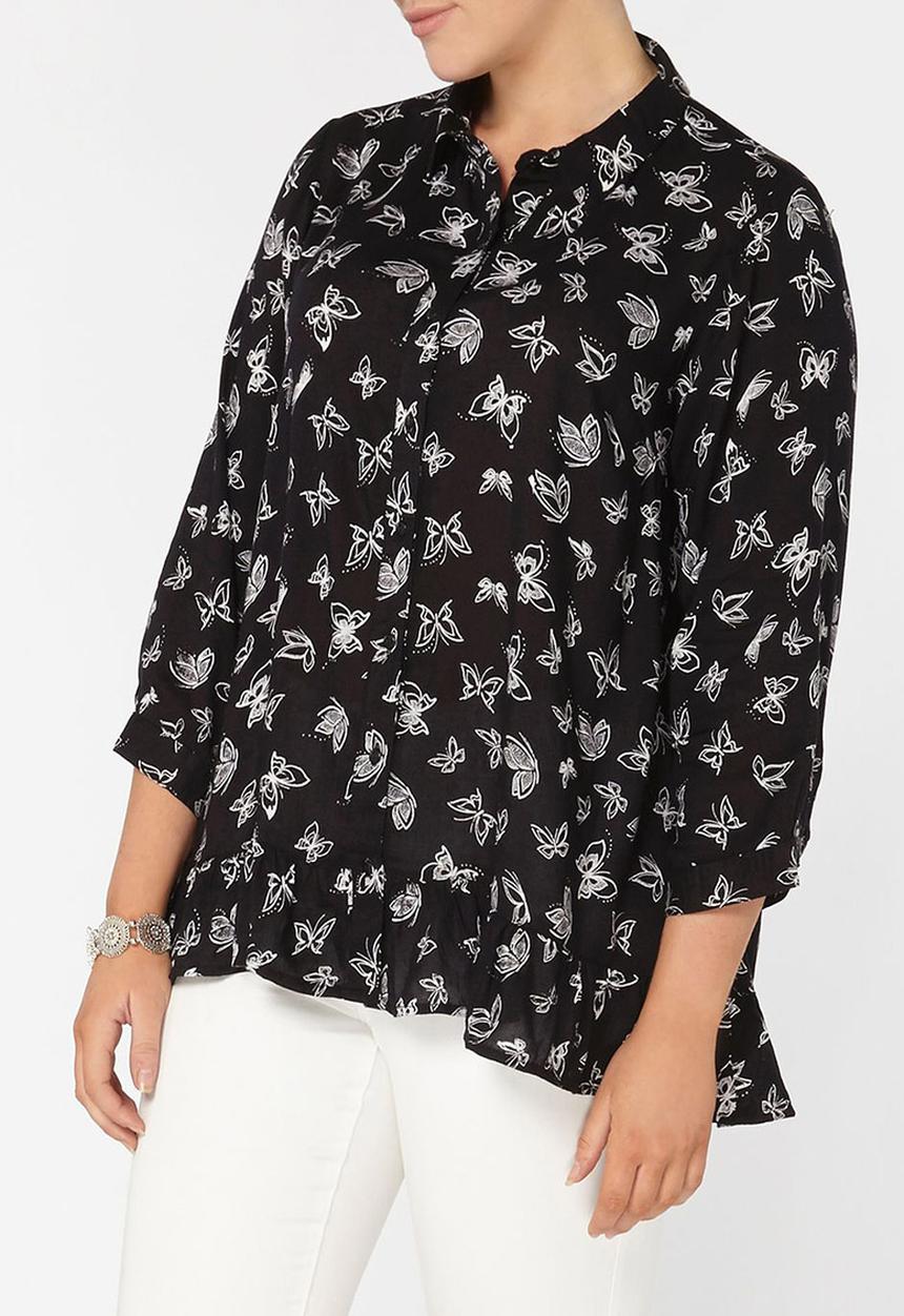 EVANS - All-over Print Shirt Black and White