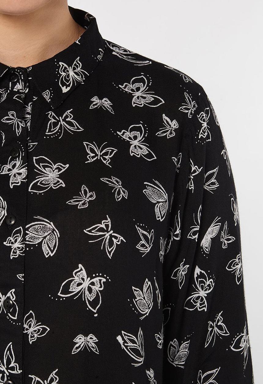 EVANS - All-over Print Shirt Black and White