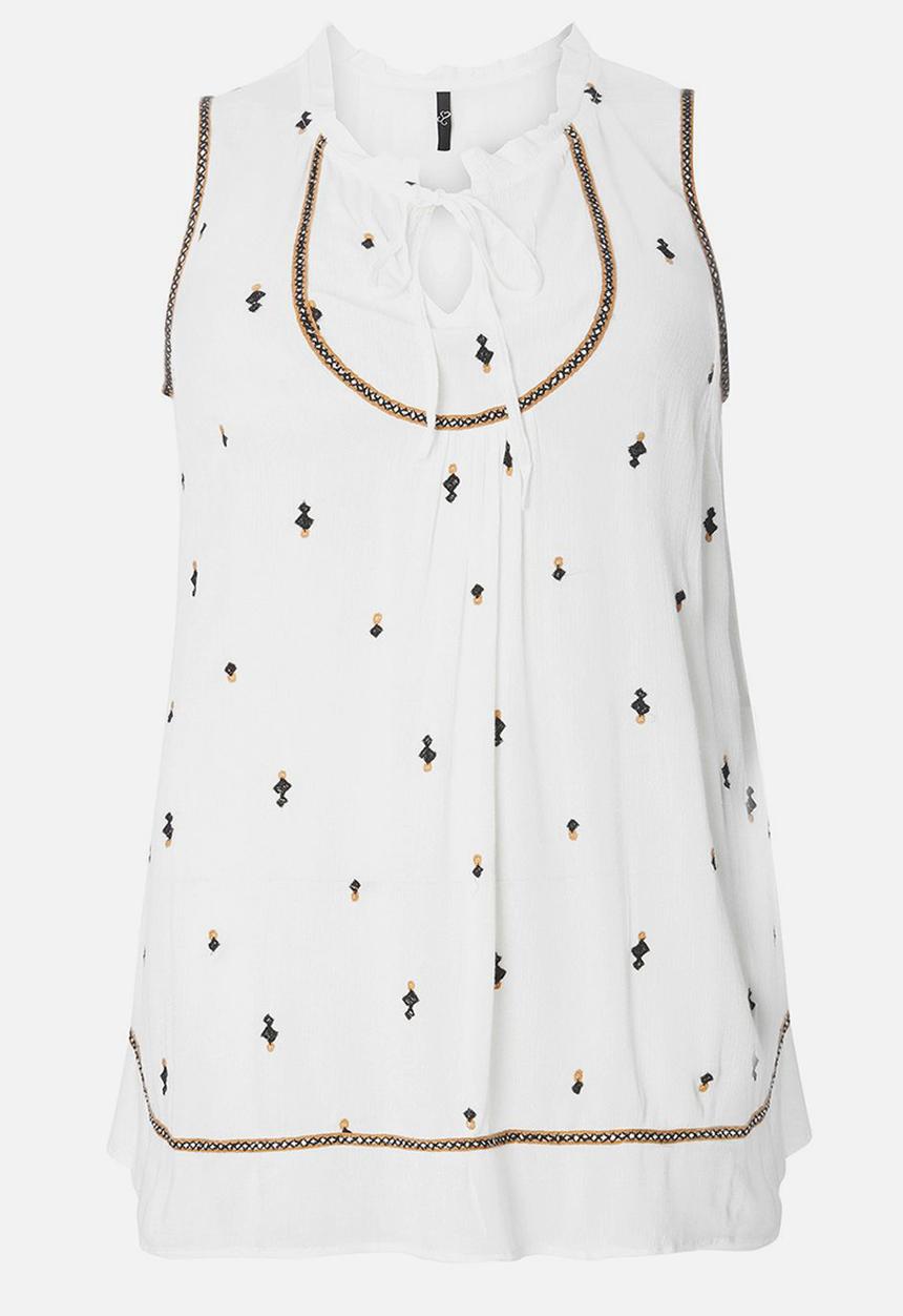 EVANS - Embroidery Detail Sleeveless Top White