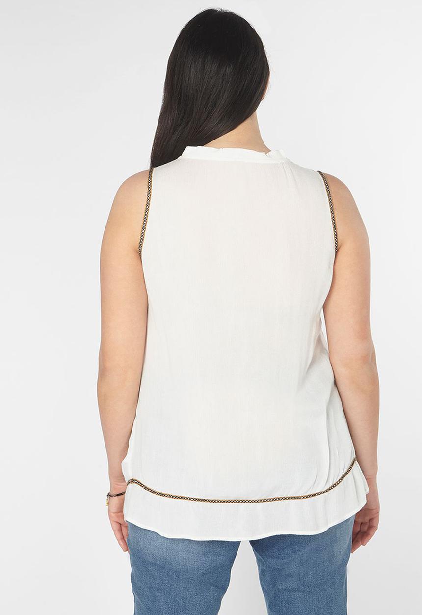 EVANS - Embroidery Detail Sleeveless Top White
