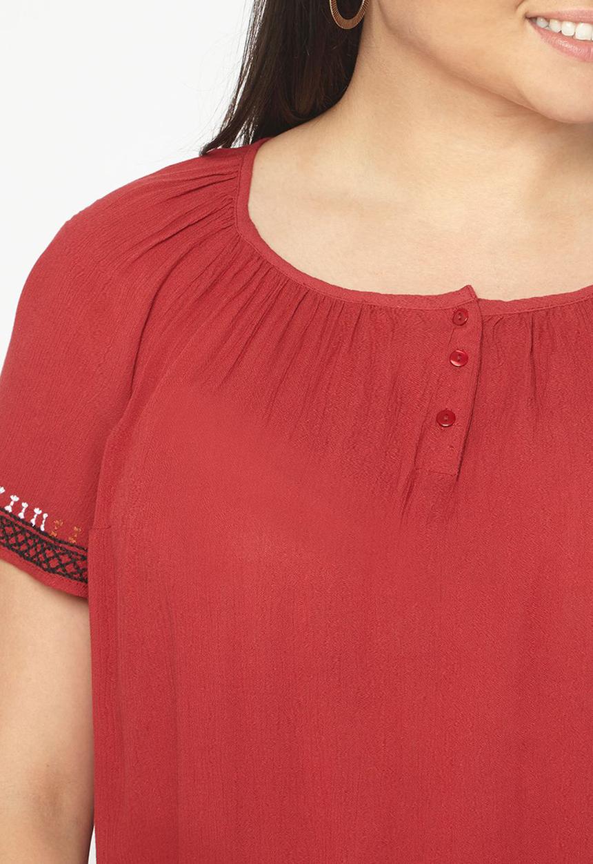 EVANS - Embroidered Blouse Red