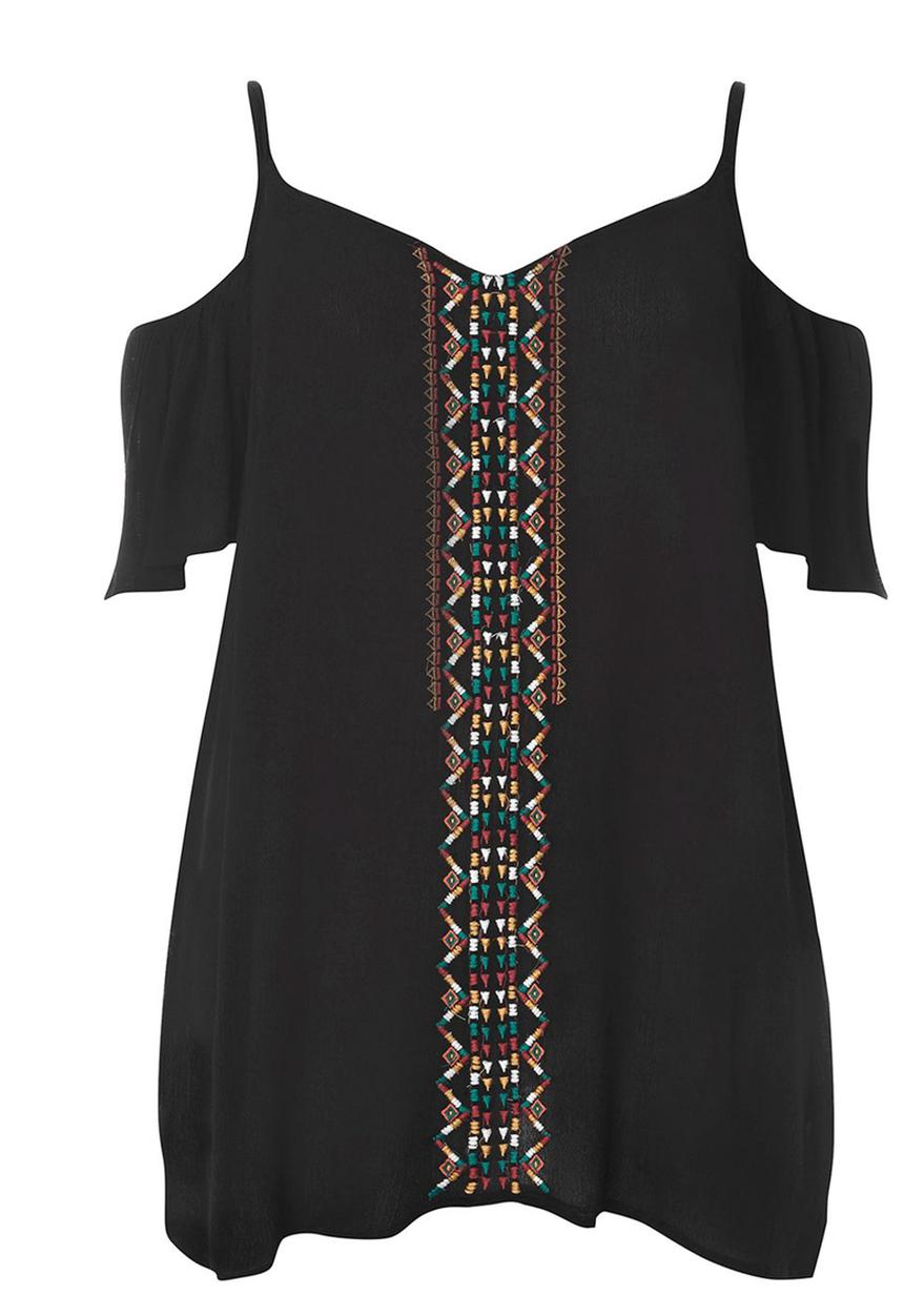 EVANS - Cold Shoulder Top Black
