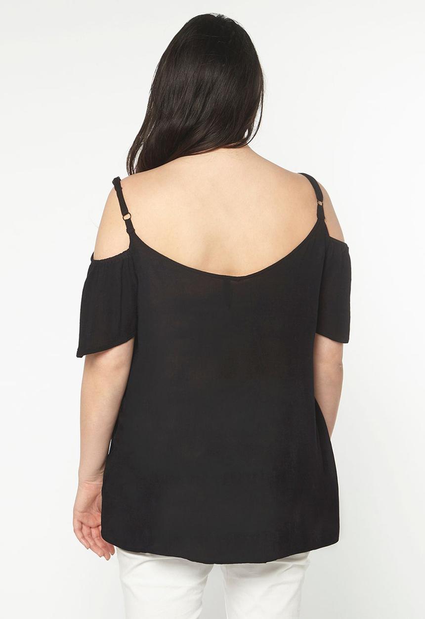 EVANS - Cold Shoulder Top Black