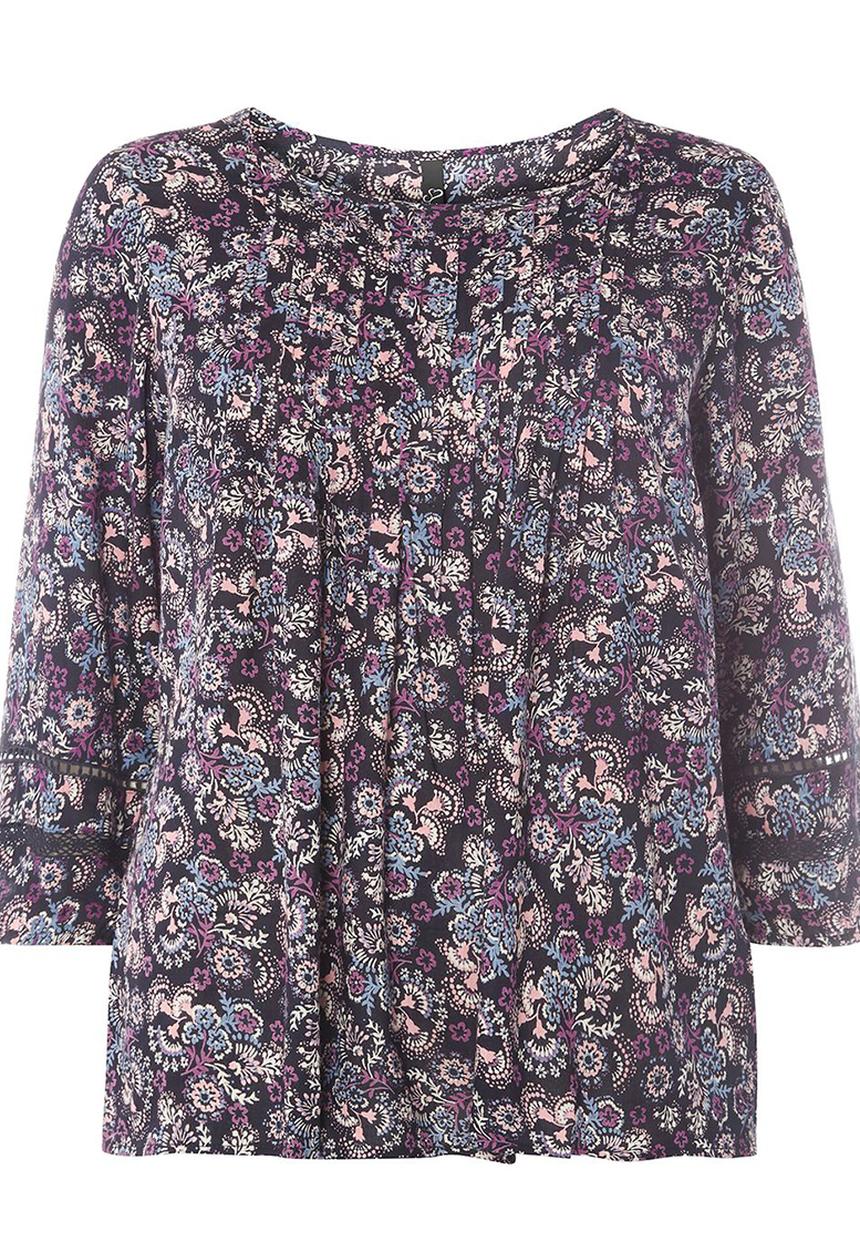 EVANS - Pleat Detail Blouse Navy