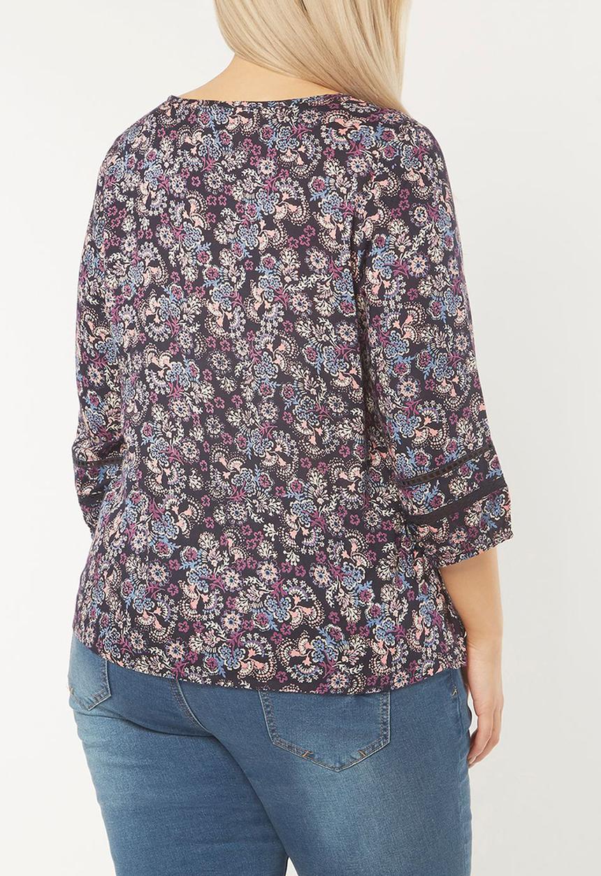 EVANS - Pleat Detail Blouse Navy