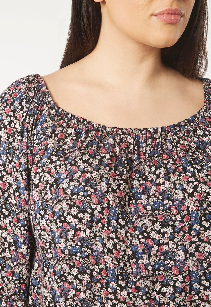 EVANS - All-over Print Frill Gypsy Top Multi-colour