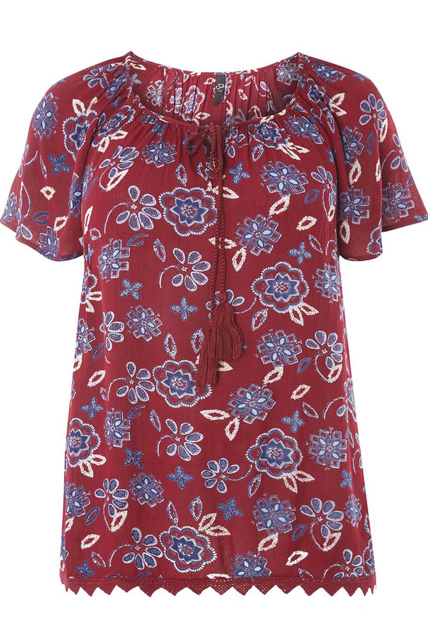 EVANS - Gypsy Blouse Red