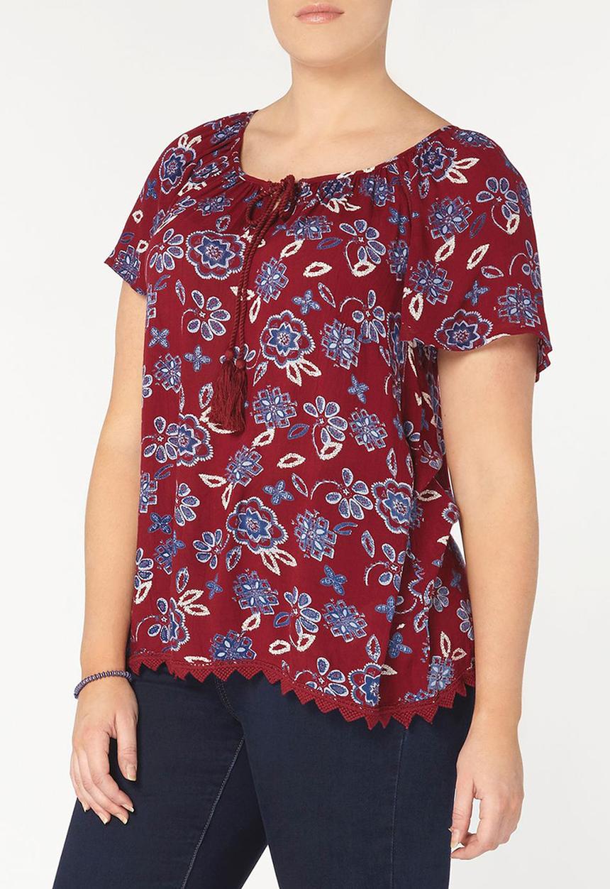 EVANS - Gypsy Blouse Red