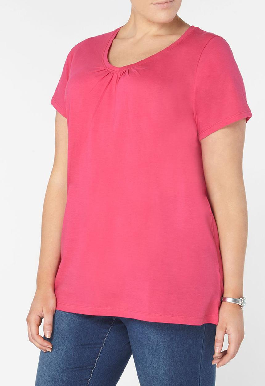 EVANS - Essential V-neck T-shirt Mid Pink