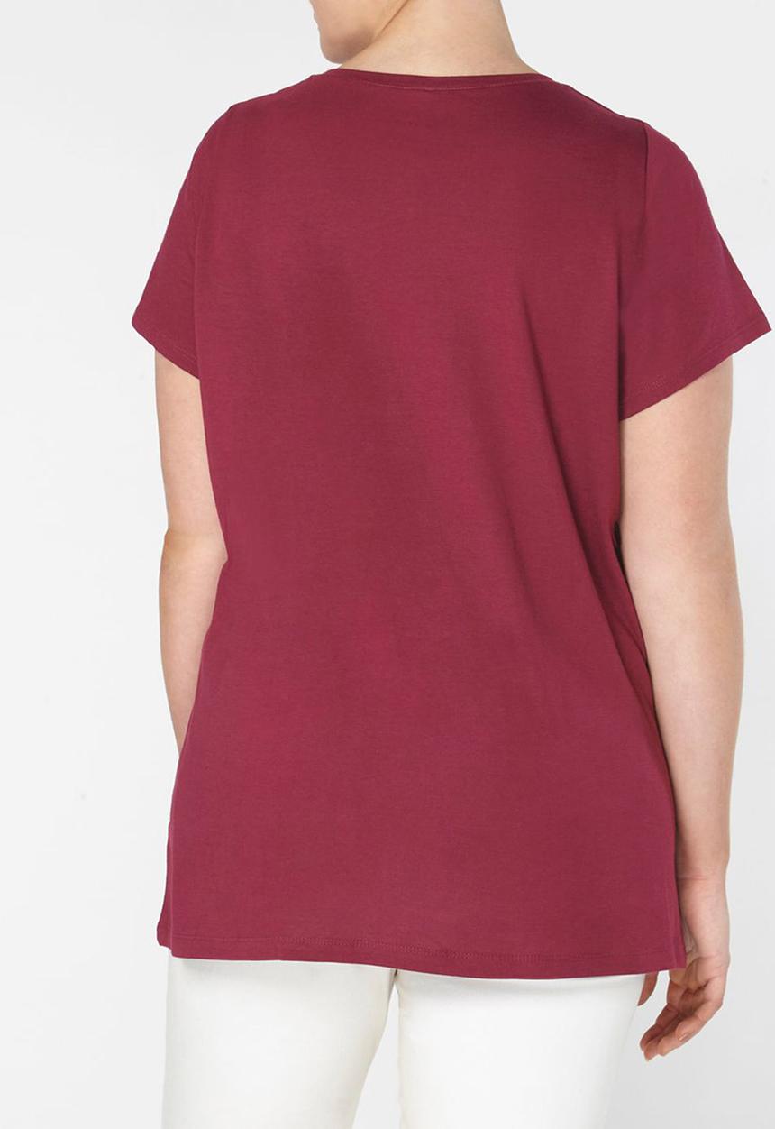EVANS - Essential V-neck T-shirt Dark Pink