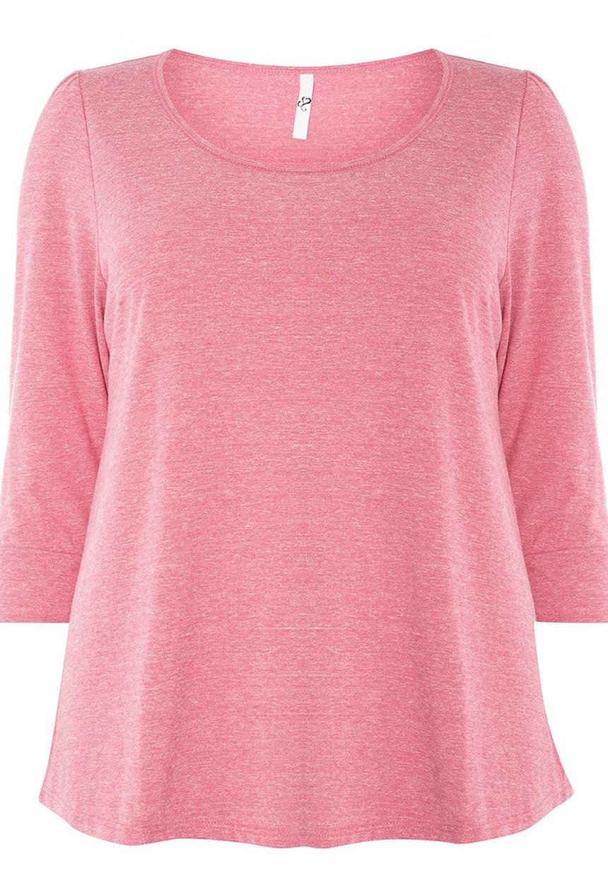 EVANS - 3/4 Sleeve Easy Fit Top Mid Pink