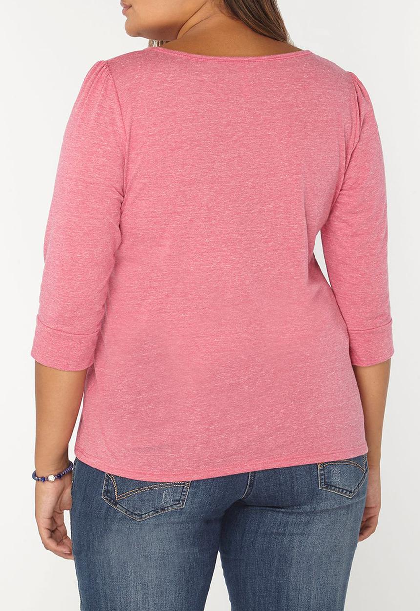 EVANS - 3/4 Sleeve Easy Fit Top Mid Pink