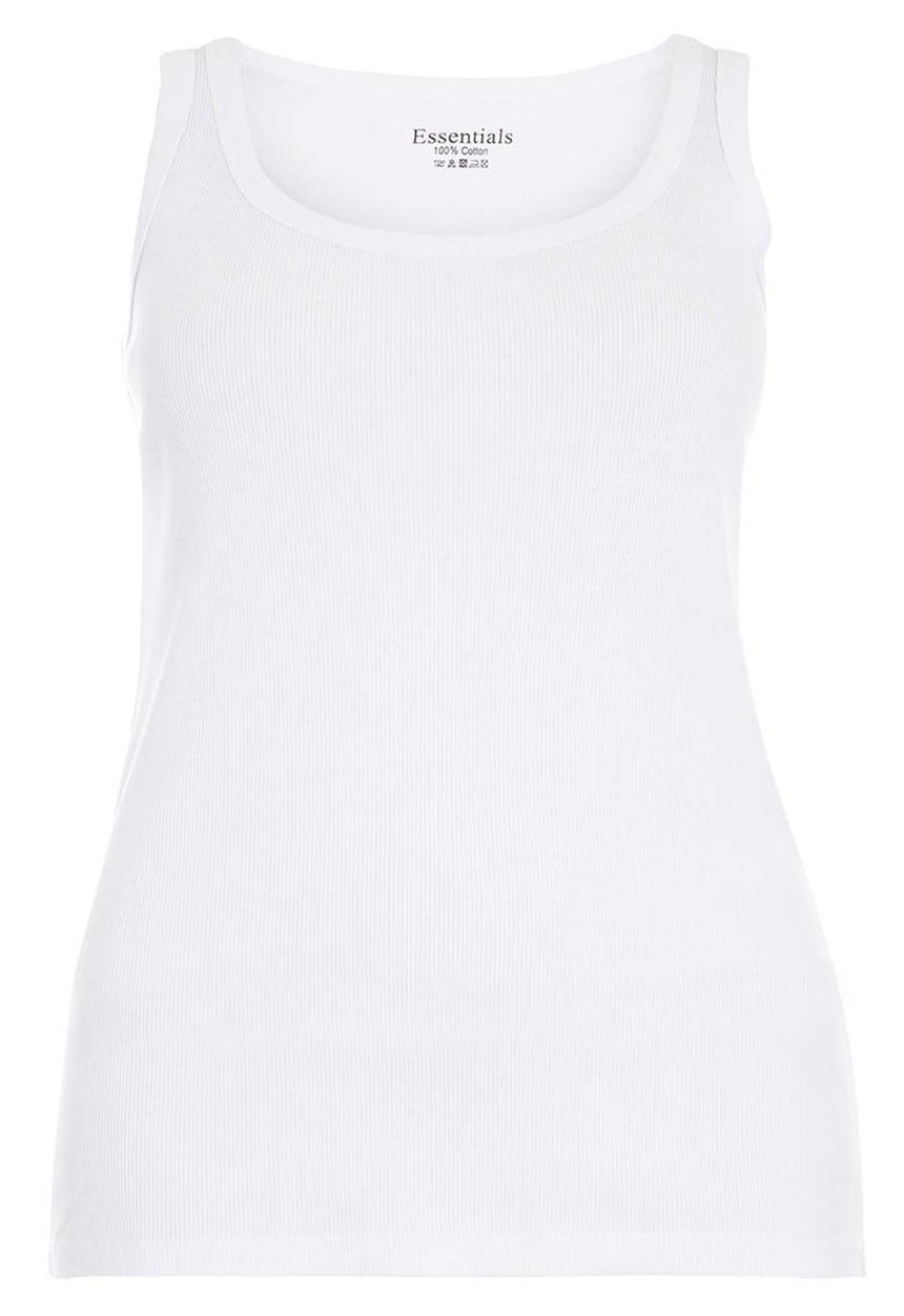EVANS - Essential Rib Vest White