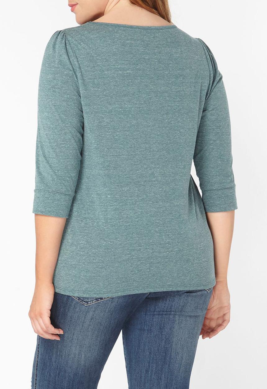 EVANS - 3/4 Sleeve Easy Fit Top Mid Green