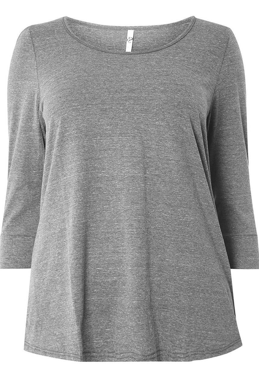 EVANS - 3/4 Sleeve Easy Fit Top Grey