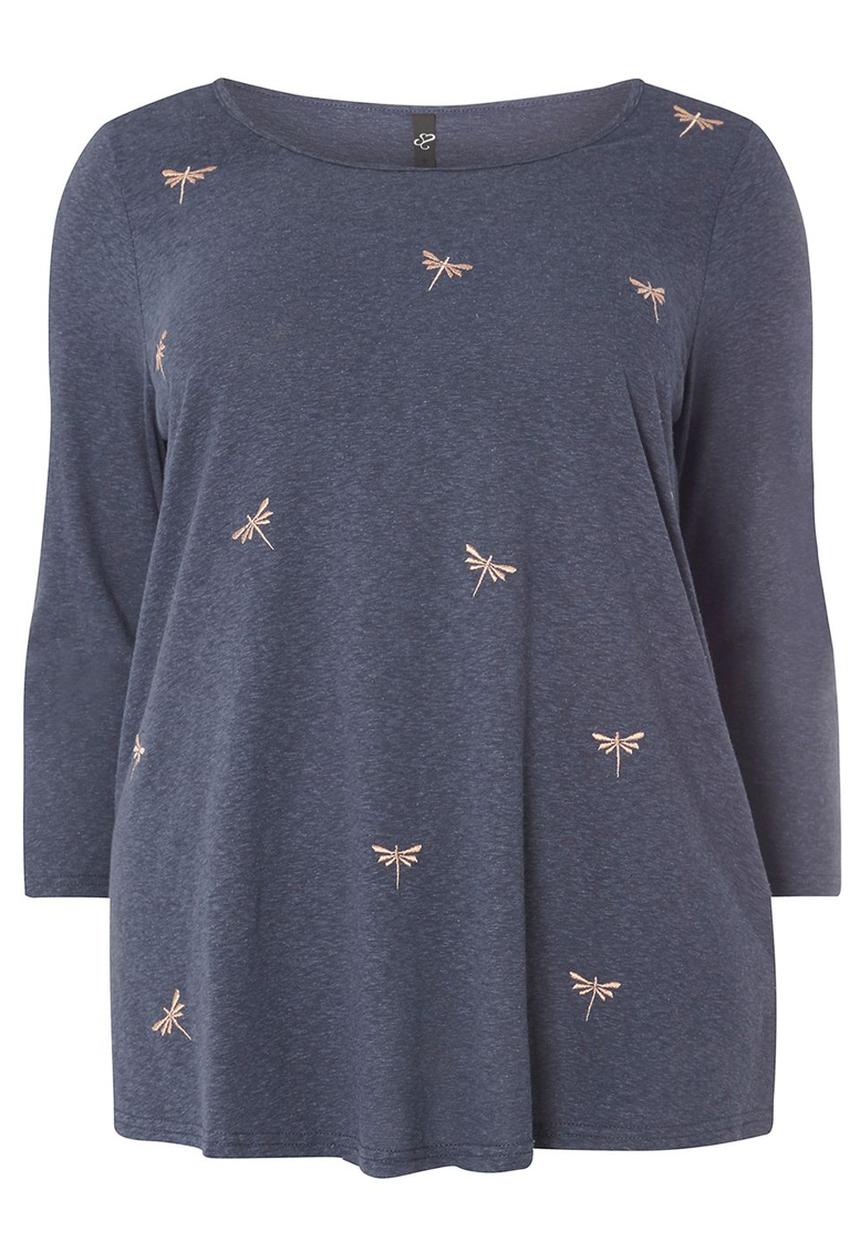 EVANS - Embroidery Detail Top Mid Blue
